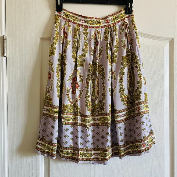 Anthropologie Dresses & Skirts - Anthropology Floral Waist Pleated Lined Midi Skirt Size 12 like new